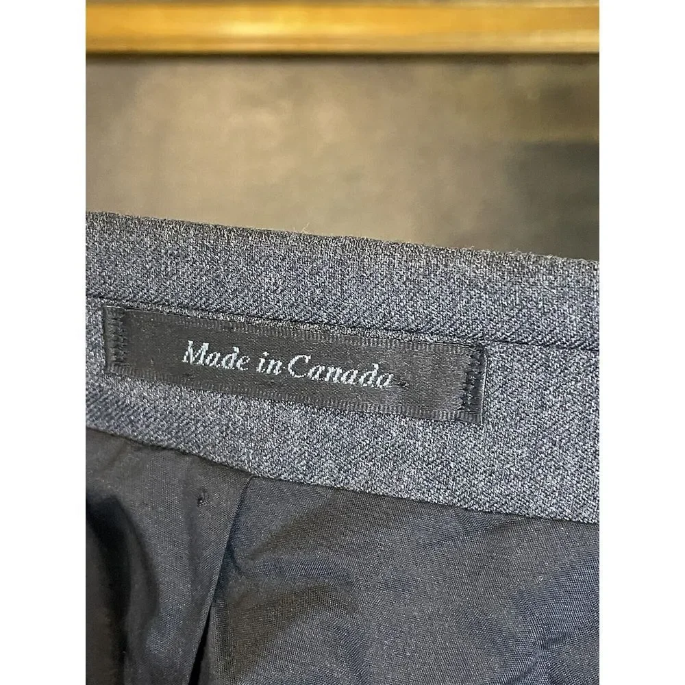 Lauren Ralph Lauren 44R‎ 100% Wool Gray Hopsack Blazer Jacket Sport Coat *FLAWS*